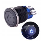 U22A4B Latching Push Button Switch Black Metal Shell with Blue LED for 22mm Hole