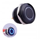 U19D1B Momentary Push Button Switch Black Metal Shell with Blue LED Ring for 19mm Hole Pack with a Resistor