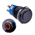 U19C2R Latching Push Button Switch Black Metal Shell with Red LED Ring for 19mm Hole