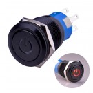 U19C1R Latching Push Button Switch Black Metal Shell with Red LED for 19mm Hole