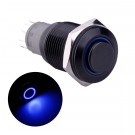 U16C2B Latching Push Button Switch Black Metal Shell with Blue LED Ring for 16mm Hole