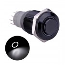 U16C2W Latching Push Button Switch Black Metal Shell with White LED Ring for 16mm Hole