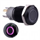  U16F1P Momentary Push Button Switch Black Metal Shell with Pink LED Ring Suitable for 16mm Hole
