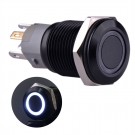  U16F1W Momentary Push Button Switch Black Metal Shell with White LED Ring Suitable for 16mm Hole