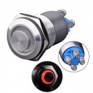  U16B2SR Latching Pushbutton Switch Silver Stainless Steel Shell with Red LED Ring Suitable for 16mm Hole