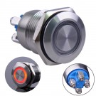  U16B1SR Momentary Pushbutton Switch Silver Stainless Steel Shell with Red LED Ring Suitable for 16mm Hole