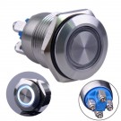  U16B1SW Momentary Pushbutton Switch Silver Stainless Steel Shell with White LED Ring Suitable for 16mm Hole