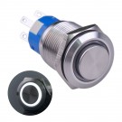  U19C2SW Latching Push Button Switch Silver Stainless Steel Shell with White LED Ring Suitable for 19mm Hole