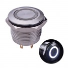  U19D1SW Momentary Push Button Switch Silver Stainless Steel Shell with White LED Ring Suitable for 19mm Hole