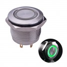  U19D1SG Momentary Push Button Switch Silver Stainless Steel Shell with Green LED Ring Suitable for 19mm Hole