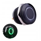 U19D1G Momentary Push Button Switch Black Metal Shell with Green LED Ring for 19mm Hole Pack with a Resistor