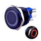 U22A1R Momentary Push Button Switch Black Metal Shell with Red LED for 22mm Hole