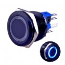 U22A1B Momentary Push Button Switch Black Metal Shell with Blue LED for 22mm Hole