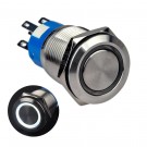U19C3SW Momentary Push Button Switch Silver Stainless Steel Shell with White LED for 19mm Hole
