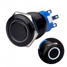 U19C3W Momentary Push Button Switch Black Metal Shell with White LED for 19mm Hole