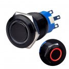 U19C3R Momentary Push Button Switch Black Metal Shell with Red LED for 19mm Hole