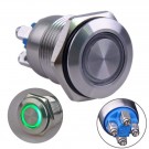  U16B1SG Momentary Pushbutton Switch Silver Stainless Steel Shell with Green LED Ring Suitable for 16mm Hole