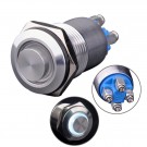  U16B2SW Latching Pushbutton Switch Silver Stainless Steel Shell with White LED Ring Suitable for 16mm Hole