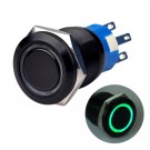 U19C3G Momentary Push Button Switch Black Metal Shell with Green LED for 19mm Hole