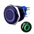 U22A1G Momentary Push Button Switch Black Metal Shell with Green LED for 22mm Hole