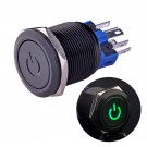 U22A4G Latching Push Button Switch Black Metal Shell with Green LED for 22mm Hole